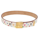 LOUIS VUITTON Multicolor Ceinture Carre Belt White M9682 LV Auth 199153V-1