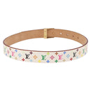 LOUIS VUITTON Multicolor Ceinture Carre Belt White M9682 LV Auth 199153V-2