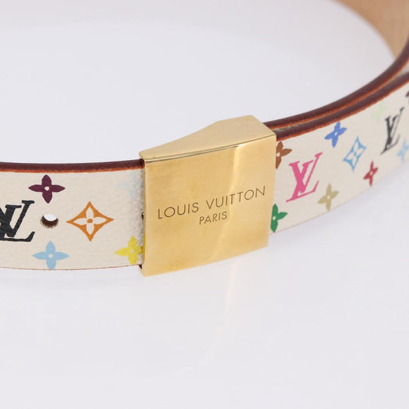 LOUIS VUITTON Multicolor Ceinture Carre Belt White M9682 LV Auth 199153V