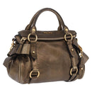 Miu Miu Hand Bag Vitellolux 2way Gold Auth 199156V-1