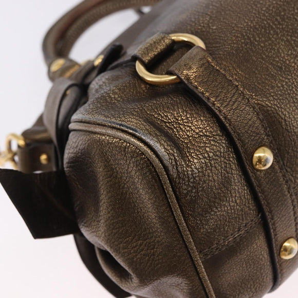 Miu Miu Hand Bag Vitellolux 2way Gold Auth 199156V