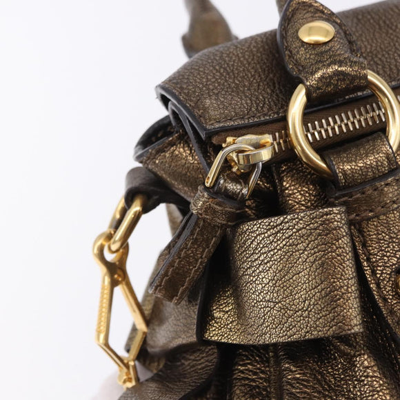 Miu Miu Hand Bag Vitellolux 2way Gold Auth 199156V