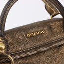 Miu Miu Hand Bag Vitellolux 2way Gold Auth 199156V-18