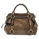 Miu Miu Hand Bag Vitellolux 2way Gold Auth 199156V-2
