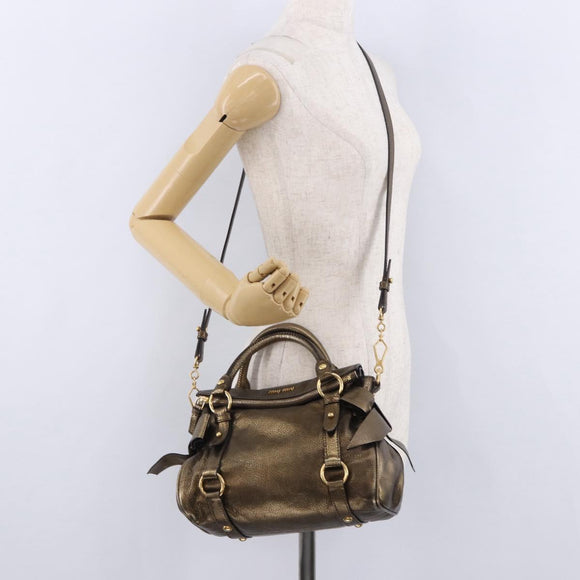 Miu Miu Hand Bag Vitellolux 2way Gold Auth 199156V