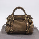 Miu Miu Hand Bag Vitellolux 2way Gold Auth 199156V-26