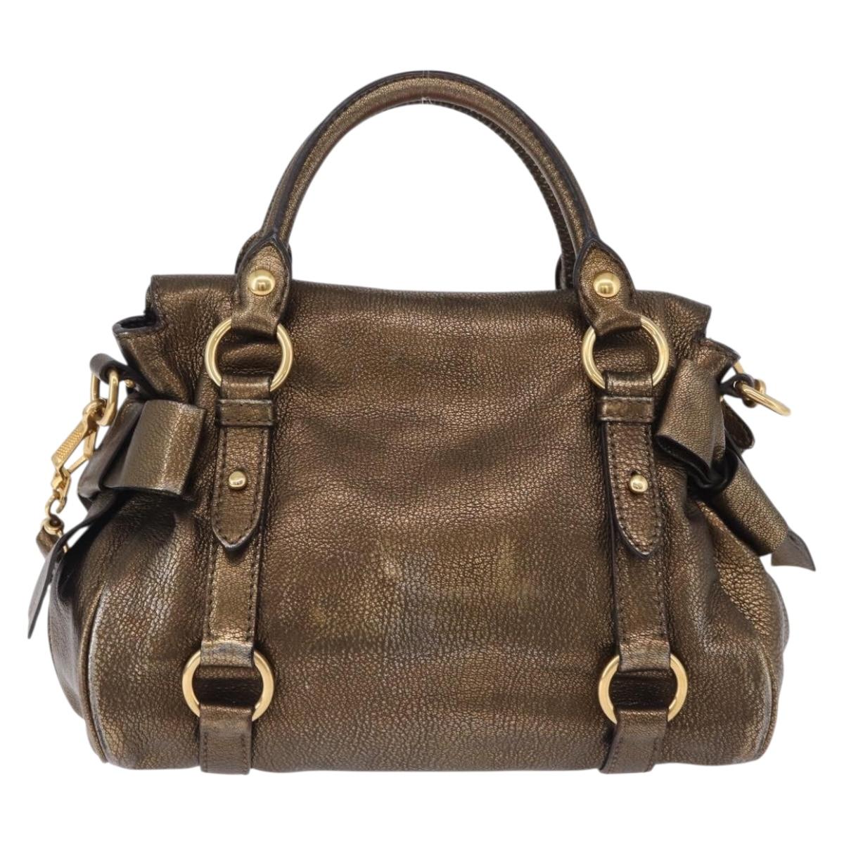 Miu Miu Hand Bag Vitellolux 2way Gold Auth 199156V | Brand Street