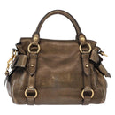 Miu Miu Hand Bag Vitellolux 2way Gold Auth 199156V-3
