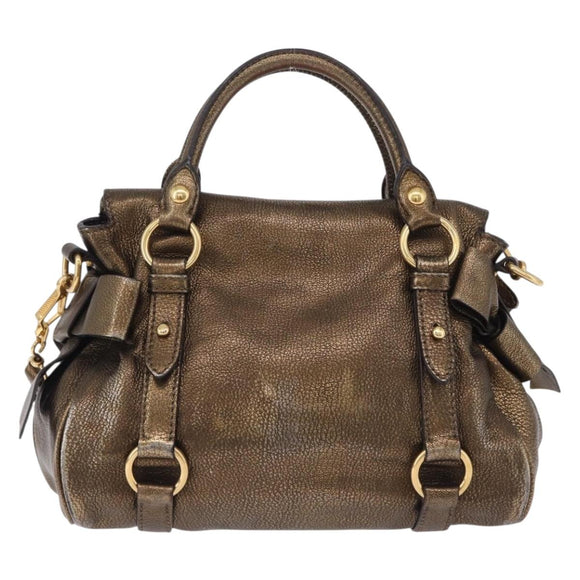 Miu Miu Hand Bag Vitellolux 2way Gold Auth 199156V