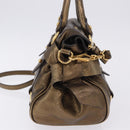 Miu Miu Hand Bag Vitellolux 2way Gold Auth 199156V-6