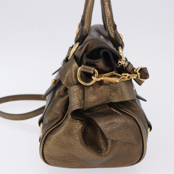 Miu Miu Hand Bag Vitellolux 2way Gold Auth 199156V