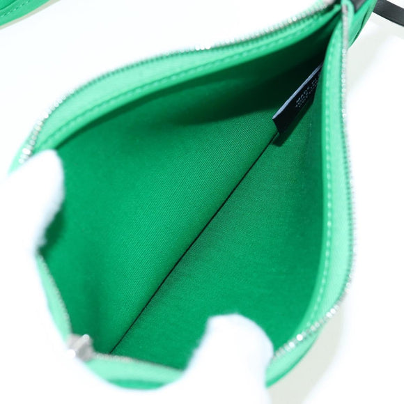 HERMES Air Zip PM Hand Bag Canvas 2way Green Silver Auth 199157SM
