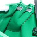 HERMES Air Zip PM Hand Bag Canvas 2way Green Silver Auth 199157SM-31