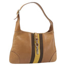 GUCCI Jackie Sherry Line Hand Bag Leather Brown Gold 001 4057 Auth 199158A-1
