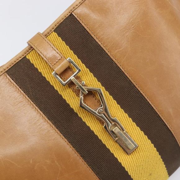 GUCCI Jackie Sherry Line Hand Bag Leather Brown Gold 001 4057 Auth 199158A