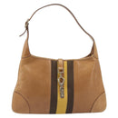 GUCCI Jackie Sherry Line Hand Bag Leather Brown Gold 001 4057 Auth 199158A-13