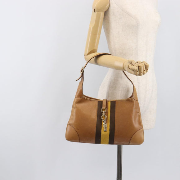 GUCCI Jackie Sherry Line Hand Bag Leather Brown Gold 001 4057 Auth 199158A