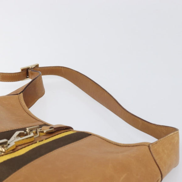 GUCCI Jackie Sherry Line Hand Bag Leather Brown Gold 001 4057 Auth 199158A