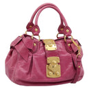Miu Miu Hand Bag Vitellolux 2way Pink Gold Auth 199159M-1