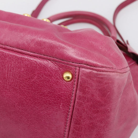 Miu Miu Hand Bag Vitellolux 2way Pink Gold Auth 199159M
