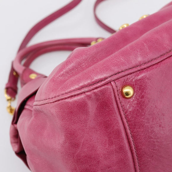 Miu Miu Hand Bag Vitellolux 2way Pink Gold Auth 199159M