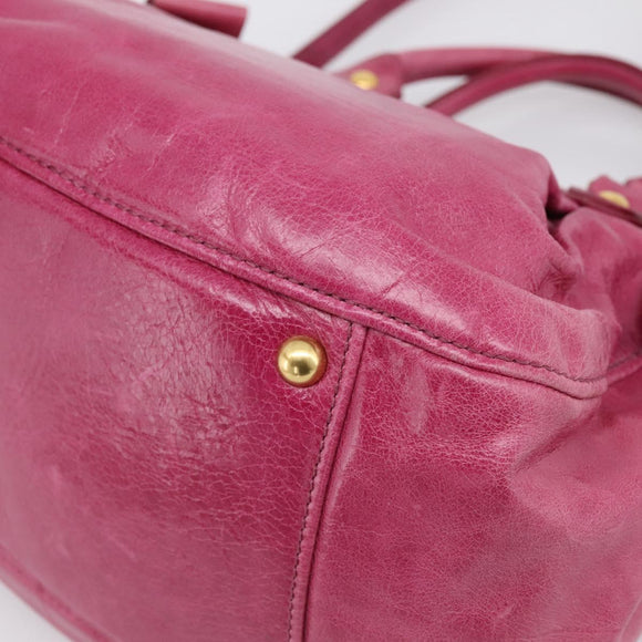 Miu Miu Hand Bag Vitellolux 2way Pink Gold Auth 199159M