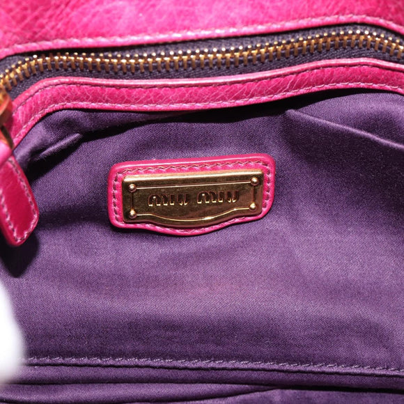 Miu Miu Hand Bag Vitellolux 2way Pink Gold Auth 199159M