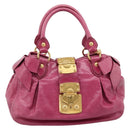 Miu Miu Hand Bag Vitellolux 2way Pink Gold Auth 199159M-13