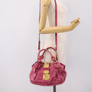 Miu Miu Hand Bag Vitellolux 2way Pink Gold Auth 199159M-24