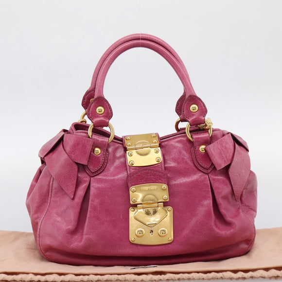 Miu Miu Hand Bag Vitellolux 2way Pink Gold Auth 199159M