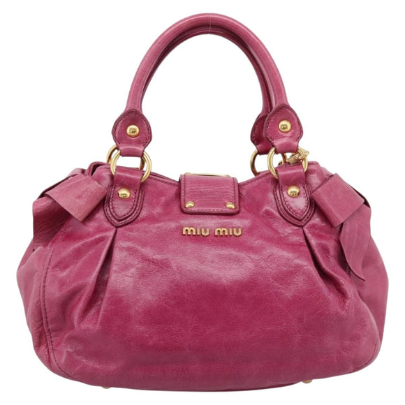 Miu Miu Hand Bag Vitellolux 2way Pink Gold Auth 199159M