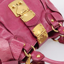 Miu Miu Hand Bag Vitellolux 2way Pink Gold Auth 199159M-6