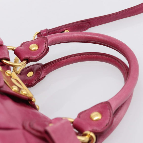 Miu Miu Hand Bag Vitellolux 2way Pink Gold Auth 199159M