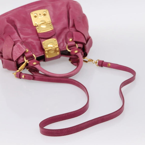 Miu Miu Hand Bag Vitellolux 2way Pink Gold Auth 199159M