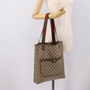 GUCCI GG Supreme Web Sherry Line Tote Bag PVC Beige Gold 002 58 6487 Auth 199161-21