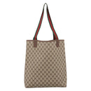 GUCCI GG Supreme Web Sherry Line Tote Bag PVC Beige Gold 002 58 6487 Auth 199161-2
