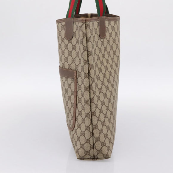 GUCCI GG Supreme Web Sherry Line Tote Bag PVC Beige Gold 002 58 6487 Auth 199161