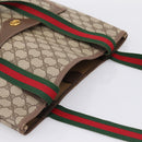 GUCCI GG Supreme Web Sherry Line Tote Bag PVC Beige Gold 002 58 6487 Auth 199161-6