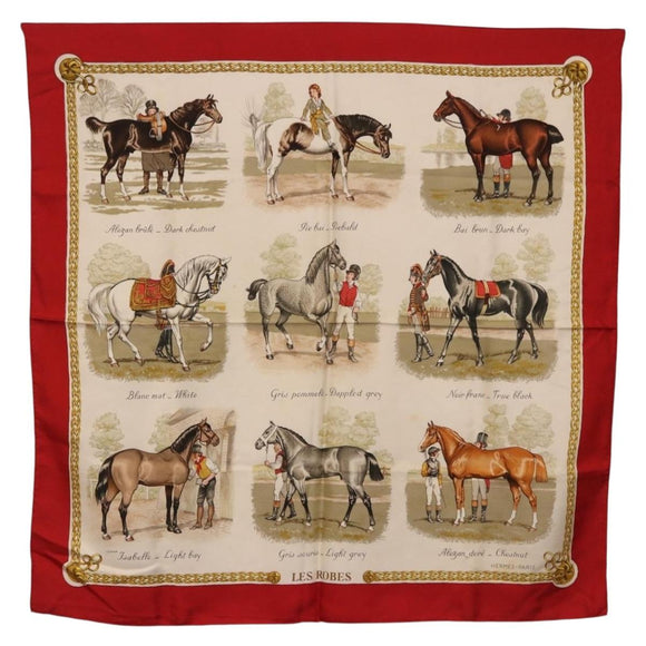 HERMES Carre 90 Scarf Silk Beige Auth 199164