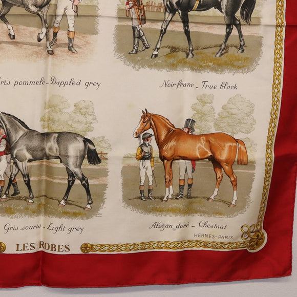 HERMES Carre 90 Scarf Silk Beige Auth 199164