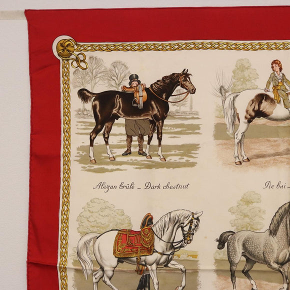 HERMES Carre 90 Scarf Silk Beige Auth 199164