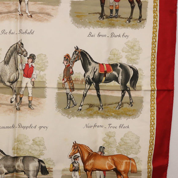 HERMES Carre 90 Scarf Silk Beige Auth 199164