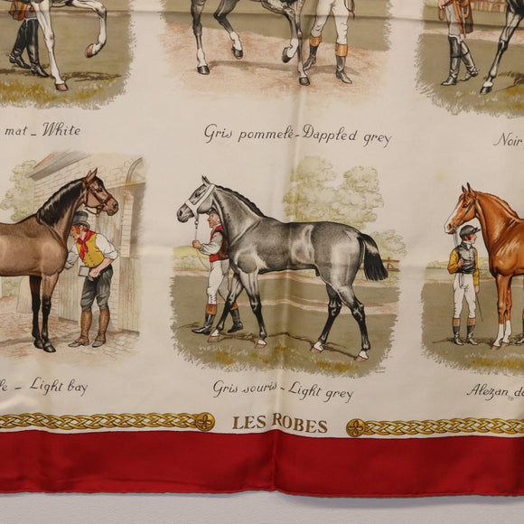 HERMES Carre 90 Scarf Silk Beige Auth 199164