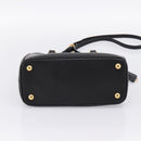 PRADA Hand Bag Saffiano 2way Black Gold Tone Auth 199176M-5