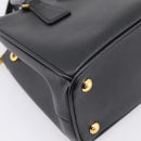 PRADA Hand Bag Saffiano 2way Black Gold Tone Auth 199176M-16