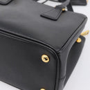 PRADA Hand Bag Saffiano 2way Black Gold Tone Auth 199176M-17