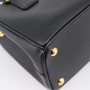 PRADA Hand Bag Saffiano 2way Black Gold Tone Auth 199176M-18
