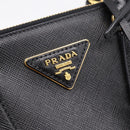 PRADA Hand Bag Saffiano 2way Black Gold Tone Auth 199176M-19