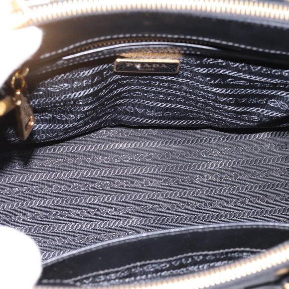 PRADA Hand Bag Saffiano 2way Black Gold Tone Auth 199176M