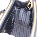 PRADA Hand Bag Saffiano 2way Black Gold Tone Auth 199176M-21